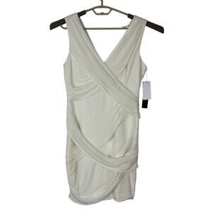 Cynthia Steffe Cream Draped Bandage Mini Dress 8 NEW * stain